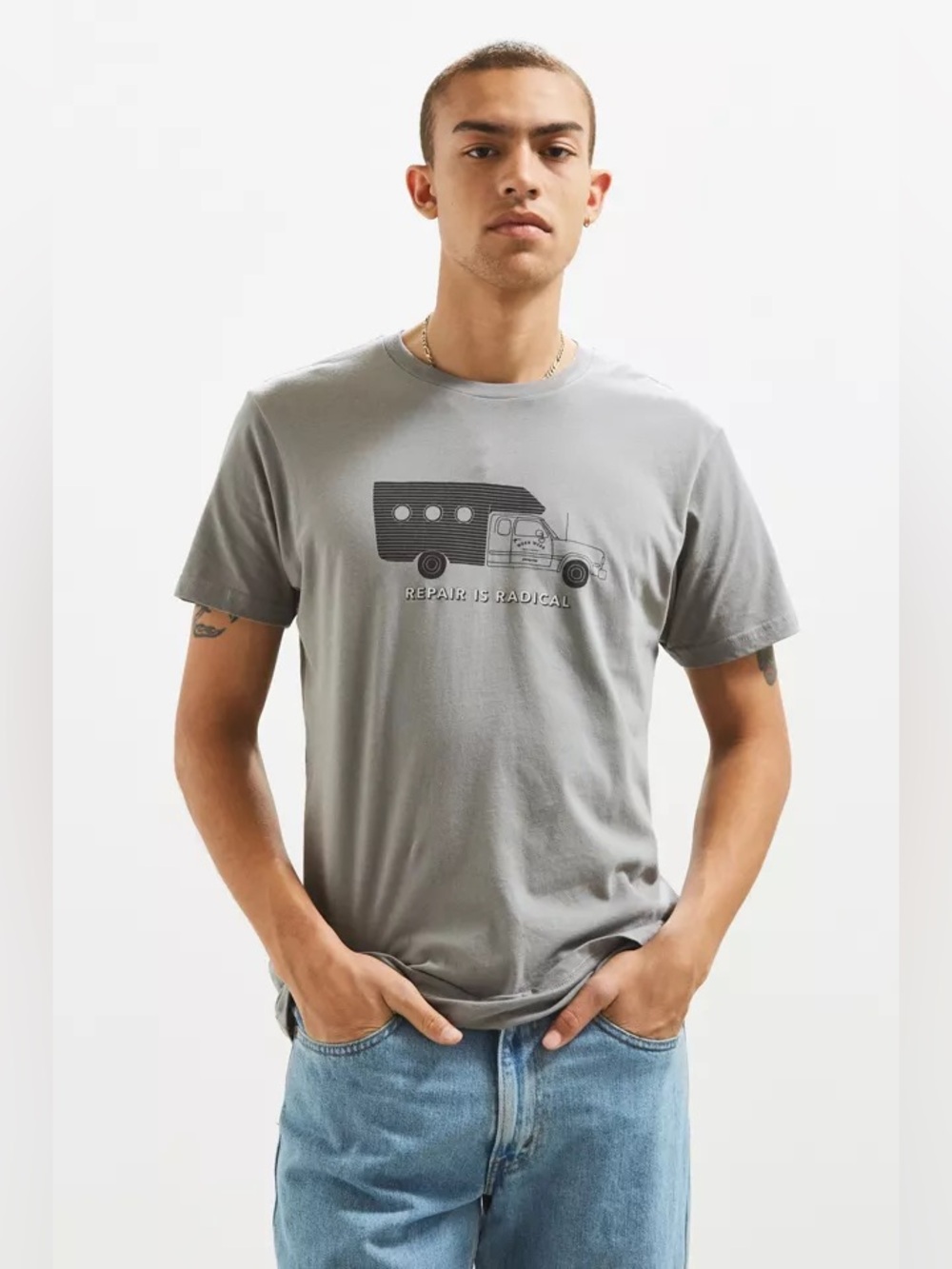 Patagonia Unisex Repair is Radical Gray Slim Fit T Shirt Large